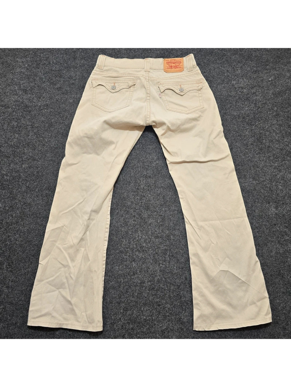 Vintage Levi's 542 Low Flare Jeans Womens 8M Khaki Beige Flap Pocket Stretch